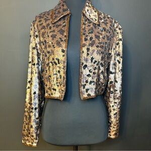 Adrianna Papell 100% Sequin/ Beaded Leopard Print Jacket